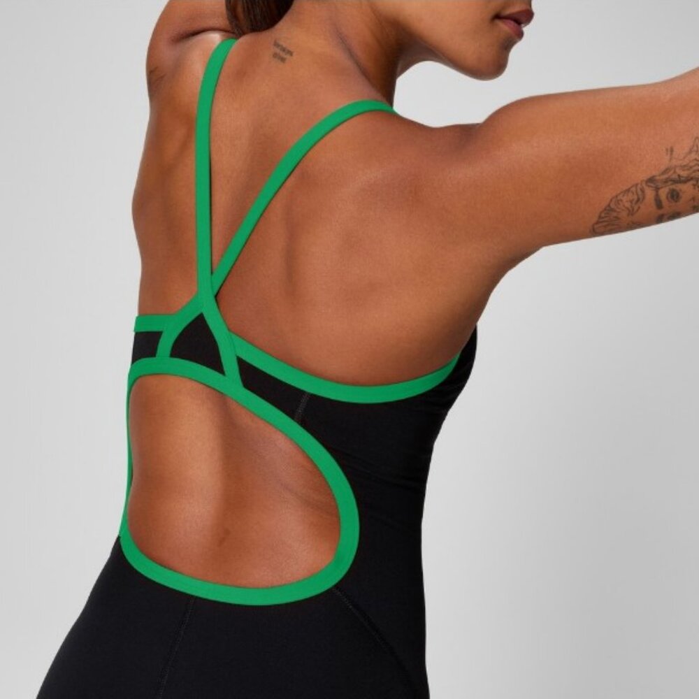 SPEEDO "Endurance+" Flyback Training One Piece Black/Green - Picture 4 of 11